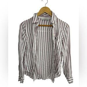 Vintage Y2K Abercrombie & Fitch White and Burgundy Striped Button Down – Size S